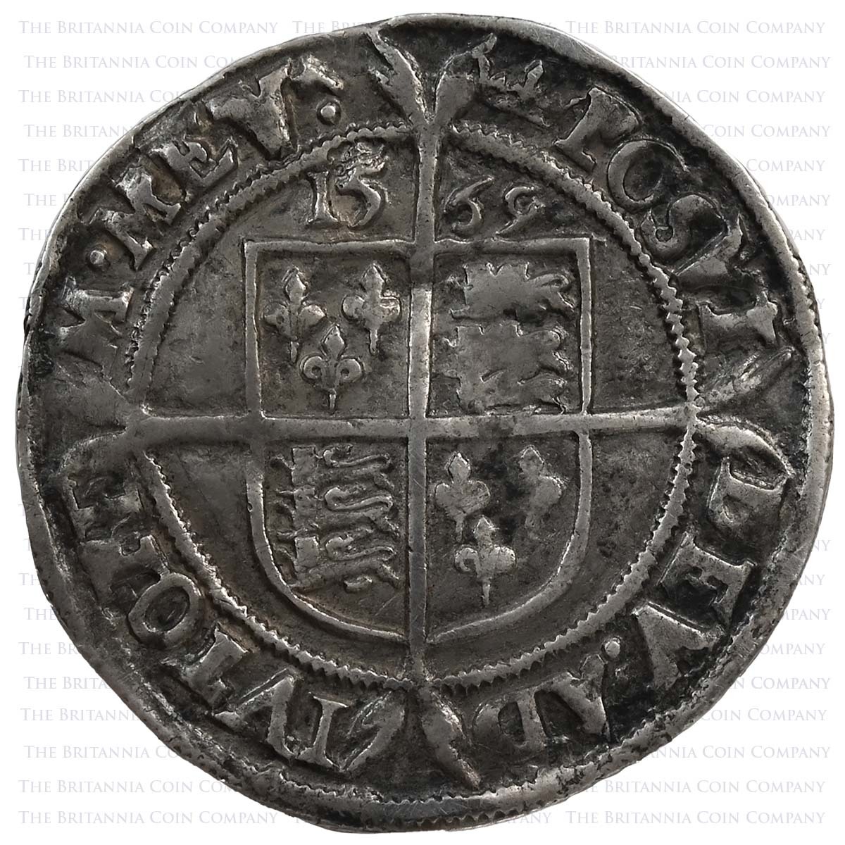 1569 Elizabeth I Sixpence MM Coronet Reverse