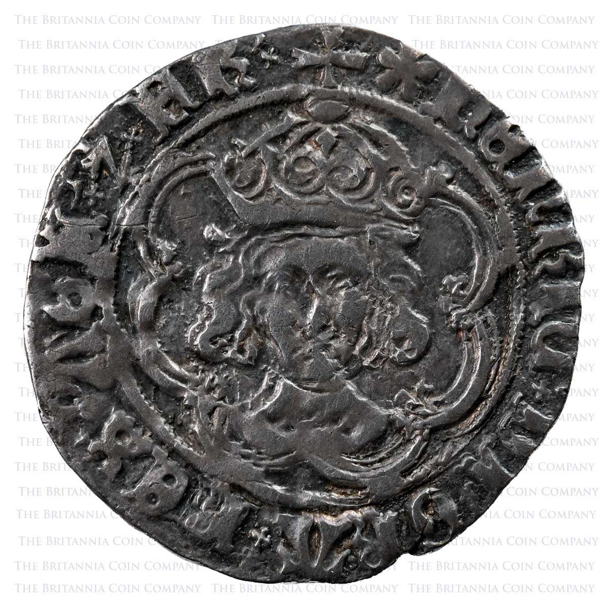 1495-1498 Henry VII Hammered Silver Groat MM Pansy Obverse