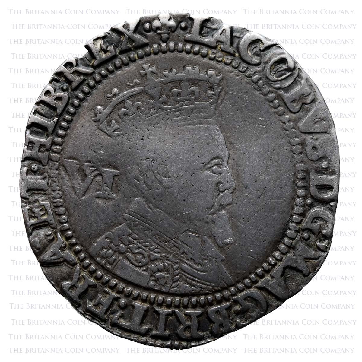 1604 James I Hammered Silver Sixpence MM Lis Obverse