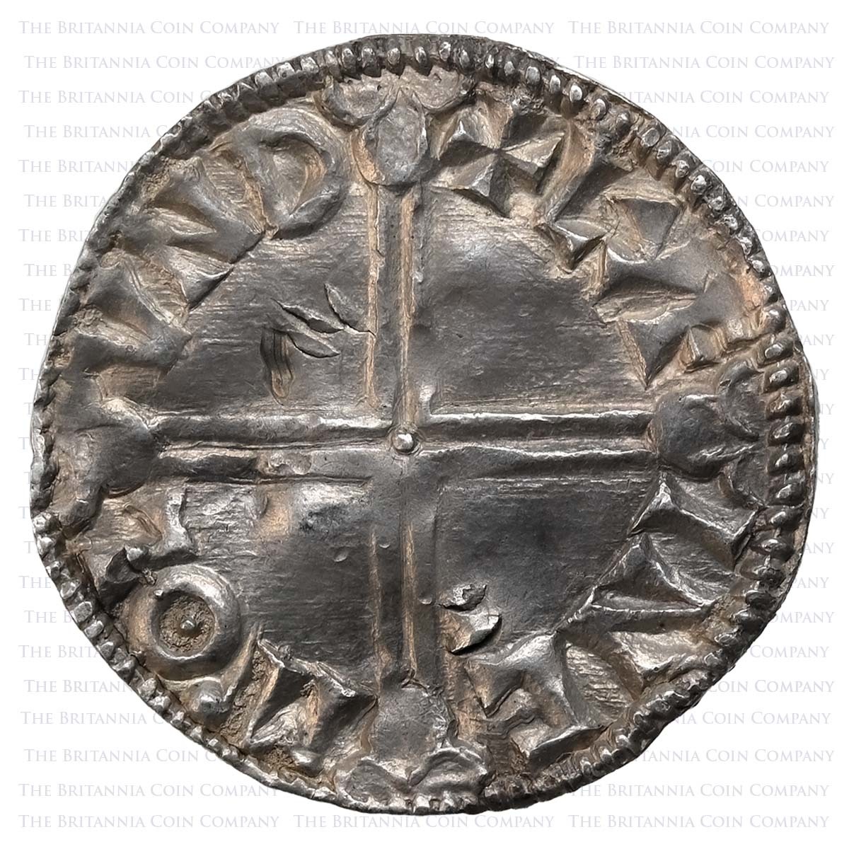 978-1016 Aethelred II Hammered Silver Penny London Leofing Reverse