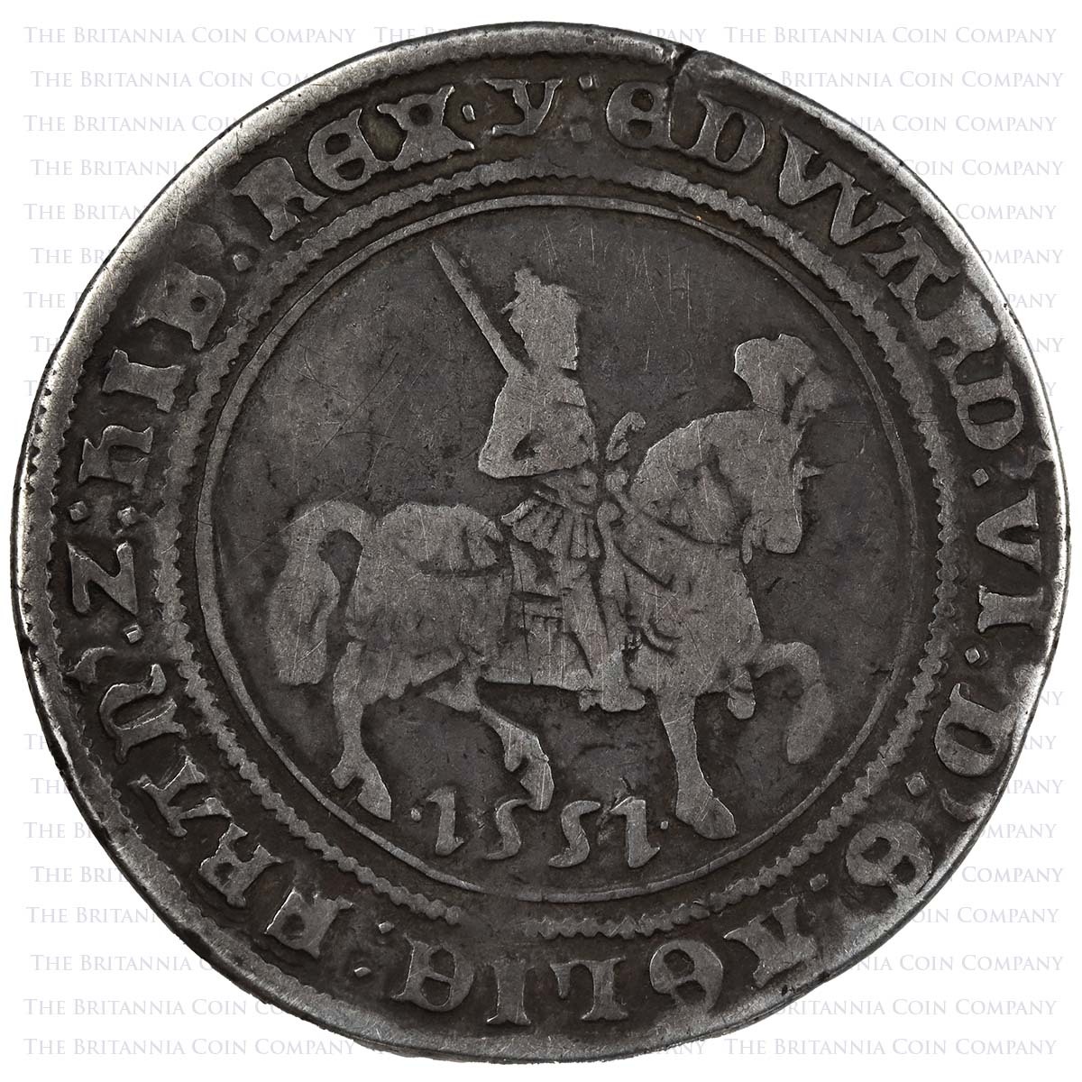 1551 Edward VI Halfcrown MM Y Southwark Obverse