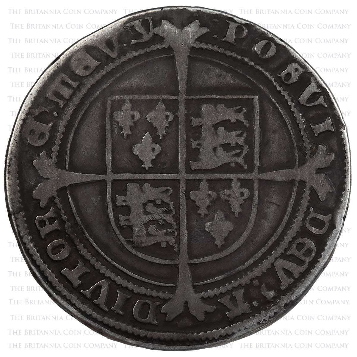 1551 Edward VI Halfcrown MM Y Southwark Reverse