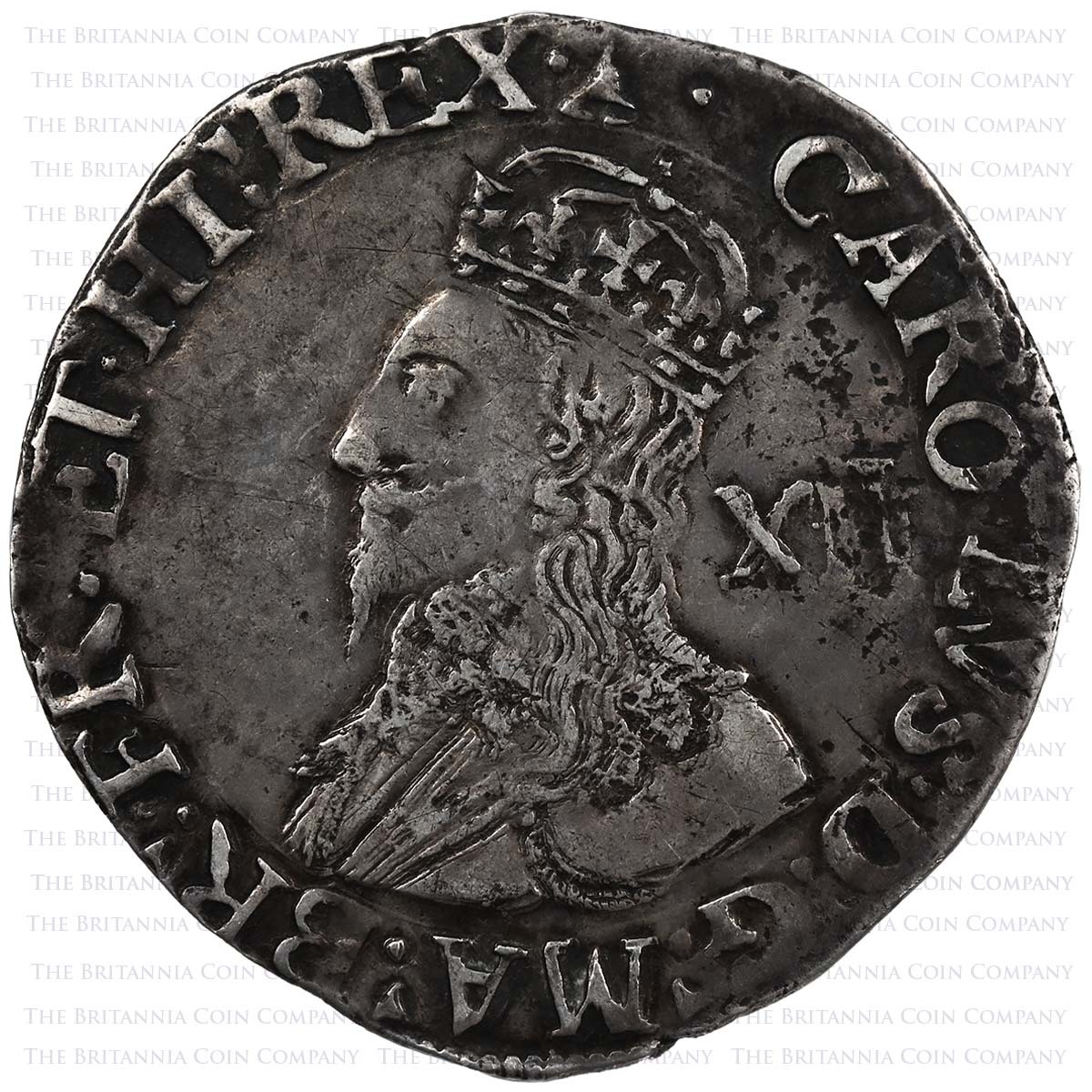 1634-1635 Charles I Shilling MM Bell Obverse