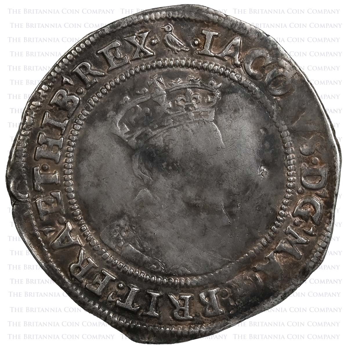 1604-1605 Ireland James I Shilling MM Martlet Obverse