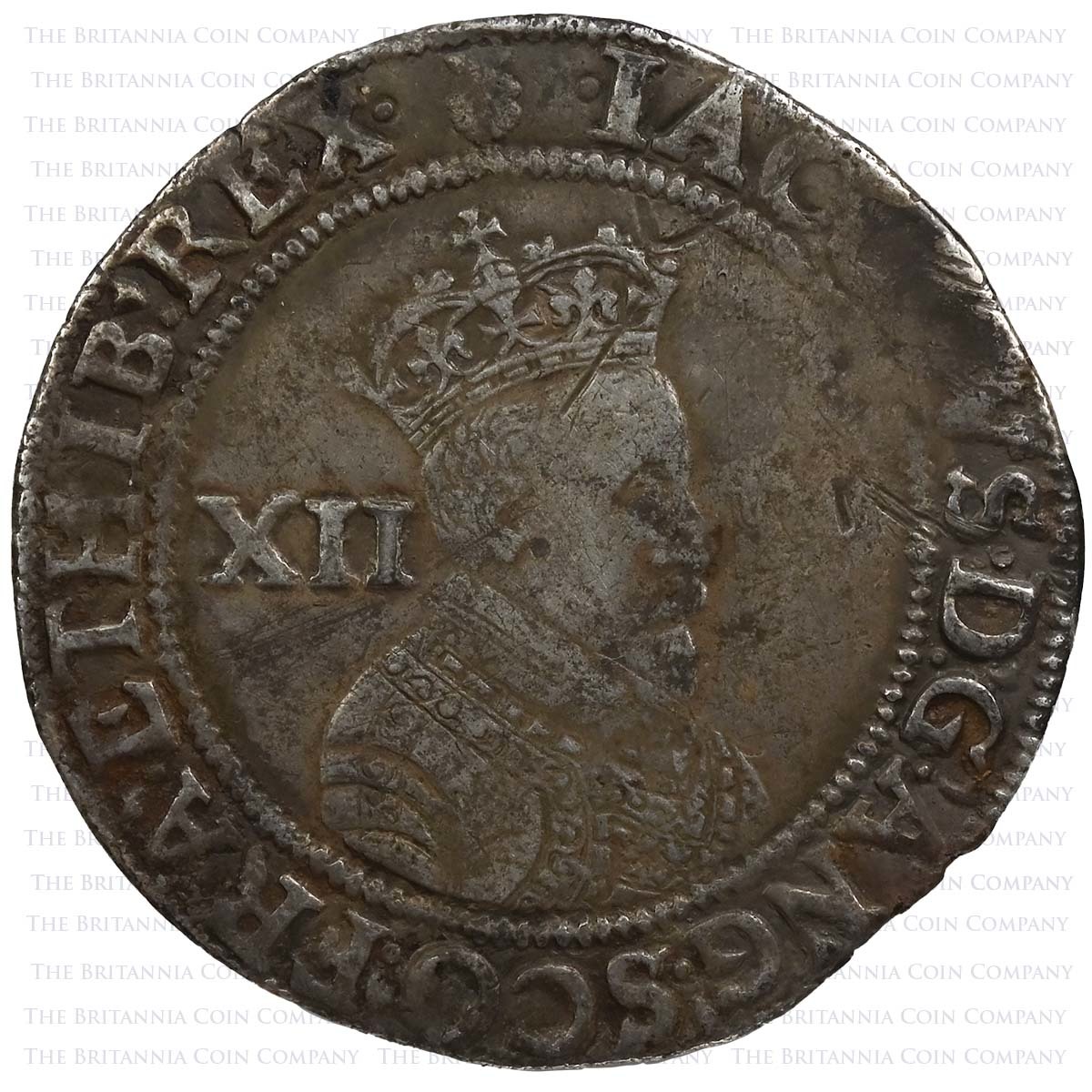 1603-1604 James I Shilling First Bust MM Thistle Obverse