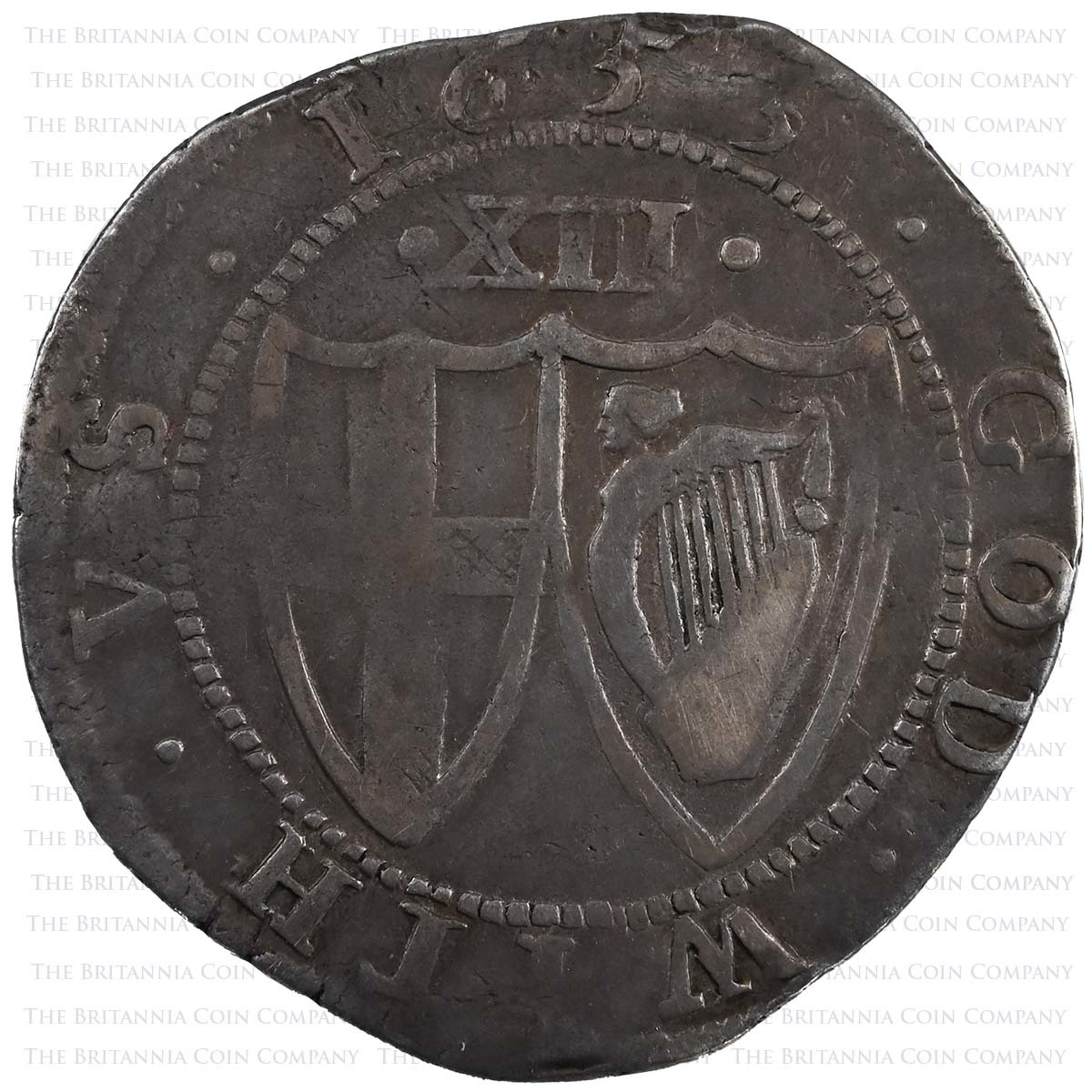 1653 Commonwealth Shilling Near Very Fine Reverse