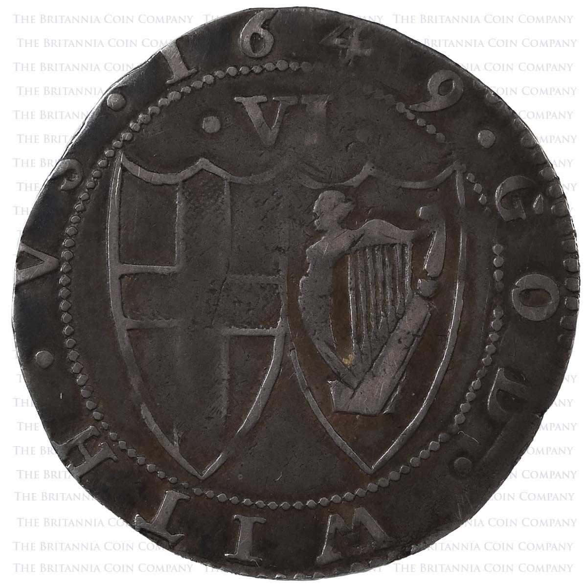 1649 Commonwealth Sixpence S 3219 Reverse