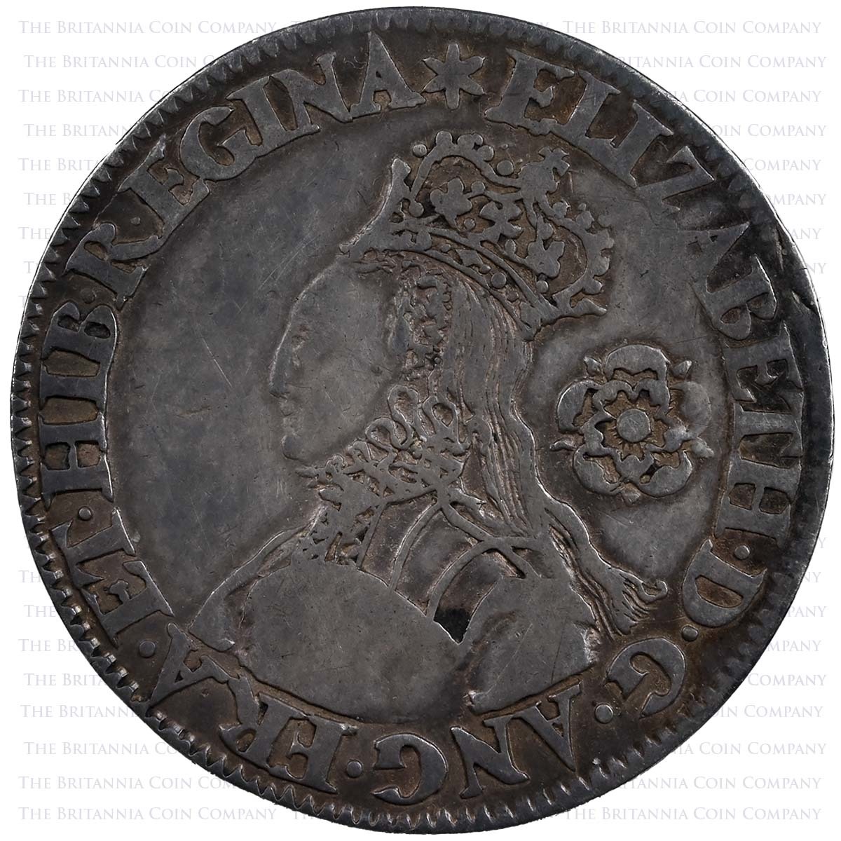 1562 Elizabeth I Milled Sixpence Tall Bust Plain Dress Obverse