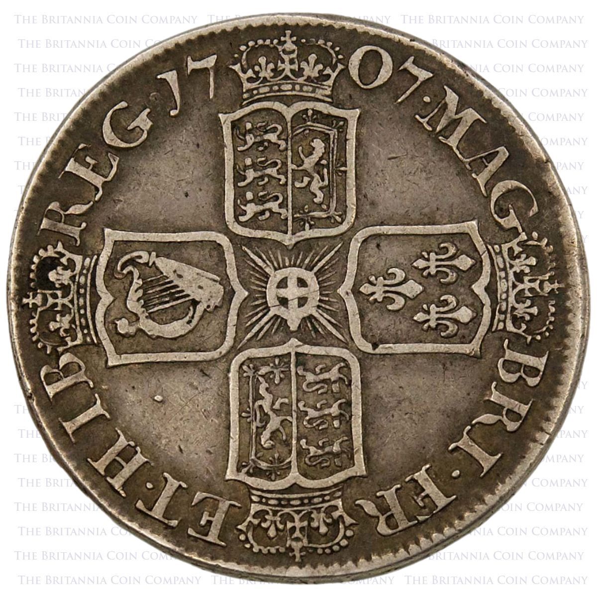 1707 Halfcrown Edinburgh SEXTO Anne Silver Coin Reverse