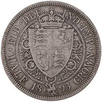 1893 Halfcrown Victoria Silver Coin Thumbnail