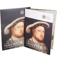 2009 King Henry VIII 500th Anniversary Five Pound Crown Brilliant Uncirculated Coin In Folder Thumbnail