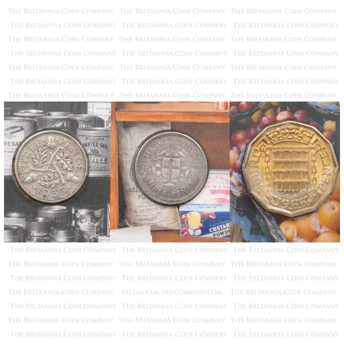 HISTHREE 2018 Threepence Through Change Royal Mint Coin Set reverse designs 