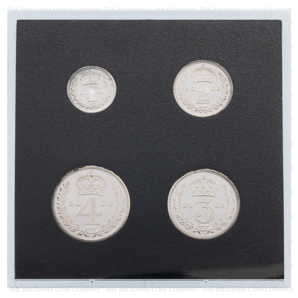 Reverse of Maundy coins in the HM8006SP 2006 Queen's 80th Birthday Silver Proof Collection 