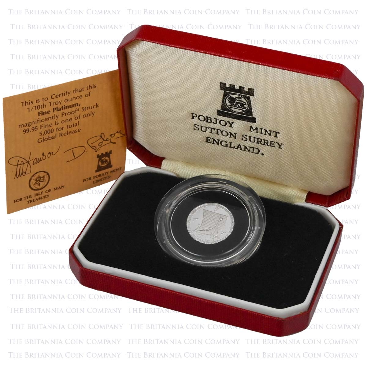 1984 Isle of Man Tenth Noble Platinum Proof Boxed
