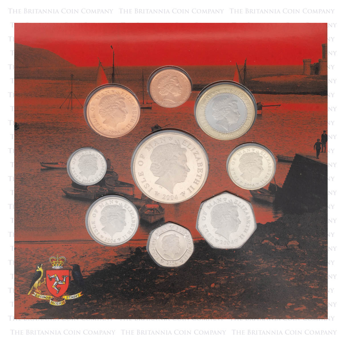 Elizabeth II obverse side of the IOM04BU 2004 Isle Of Man Brilliant Uncirculated Annual Coin Set