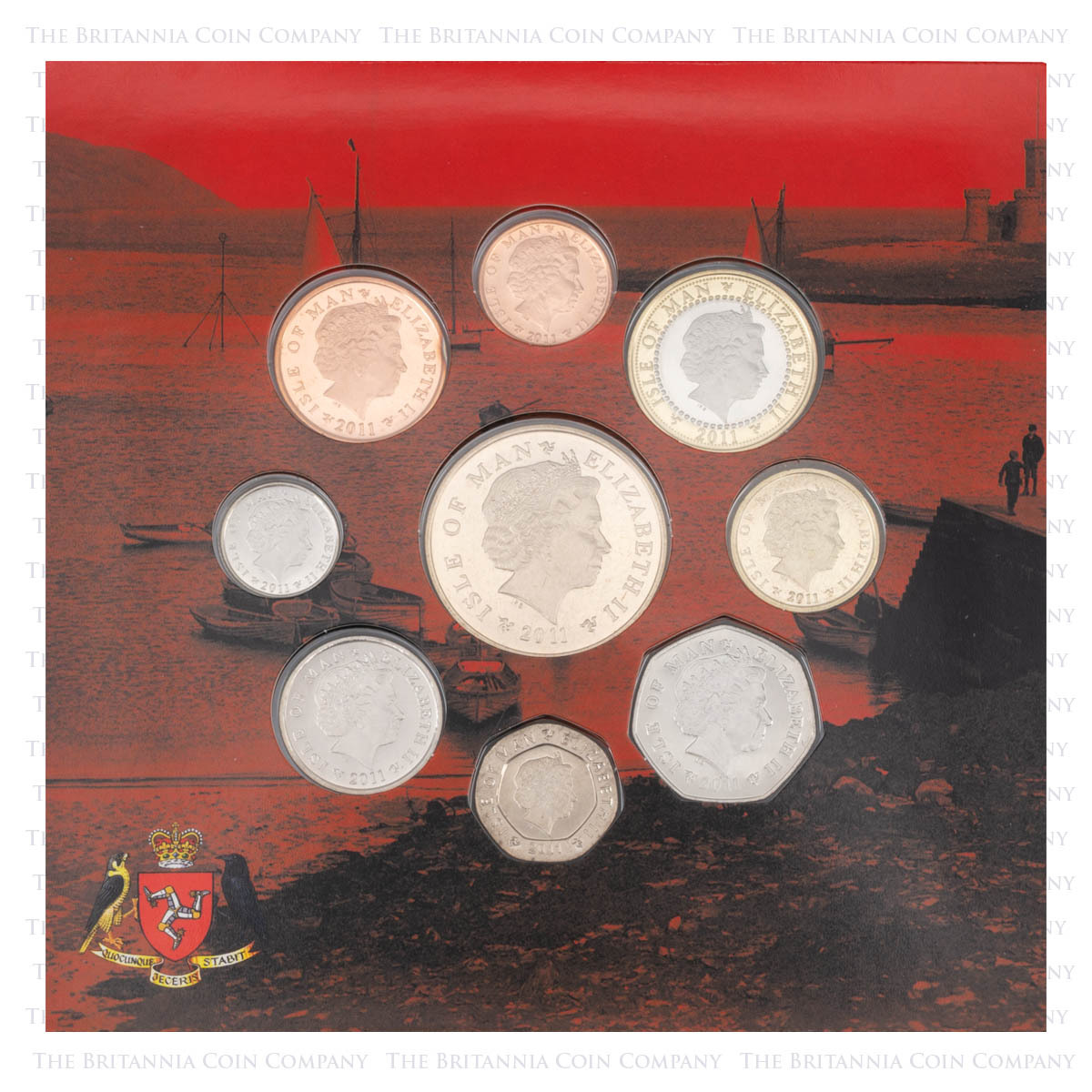 Common obverse of IOM11BU 2011 Isle Of Man Brilliant Uncirculated Annual Coin Set