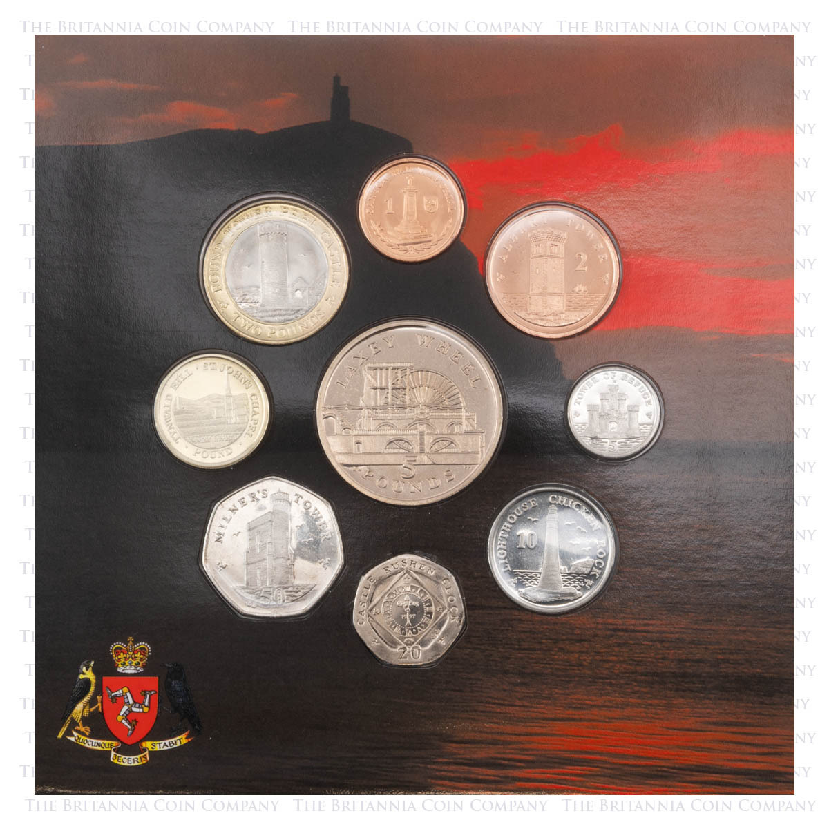 IOM14BU 2014 Isle Of Man Brilliant Uncirculated Annual Coin Set reverse designs