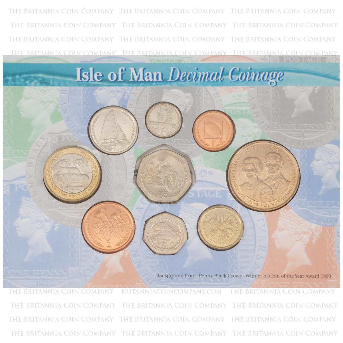 Reverse of the IOM97BU 1997 Isle Of Man Brilliant Uncirculated Annual Coin Set display
