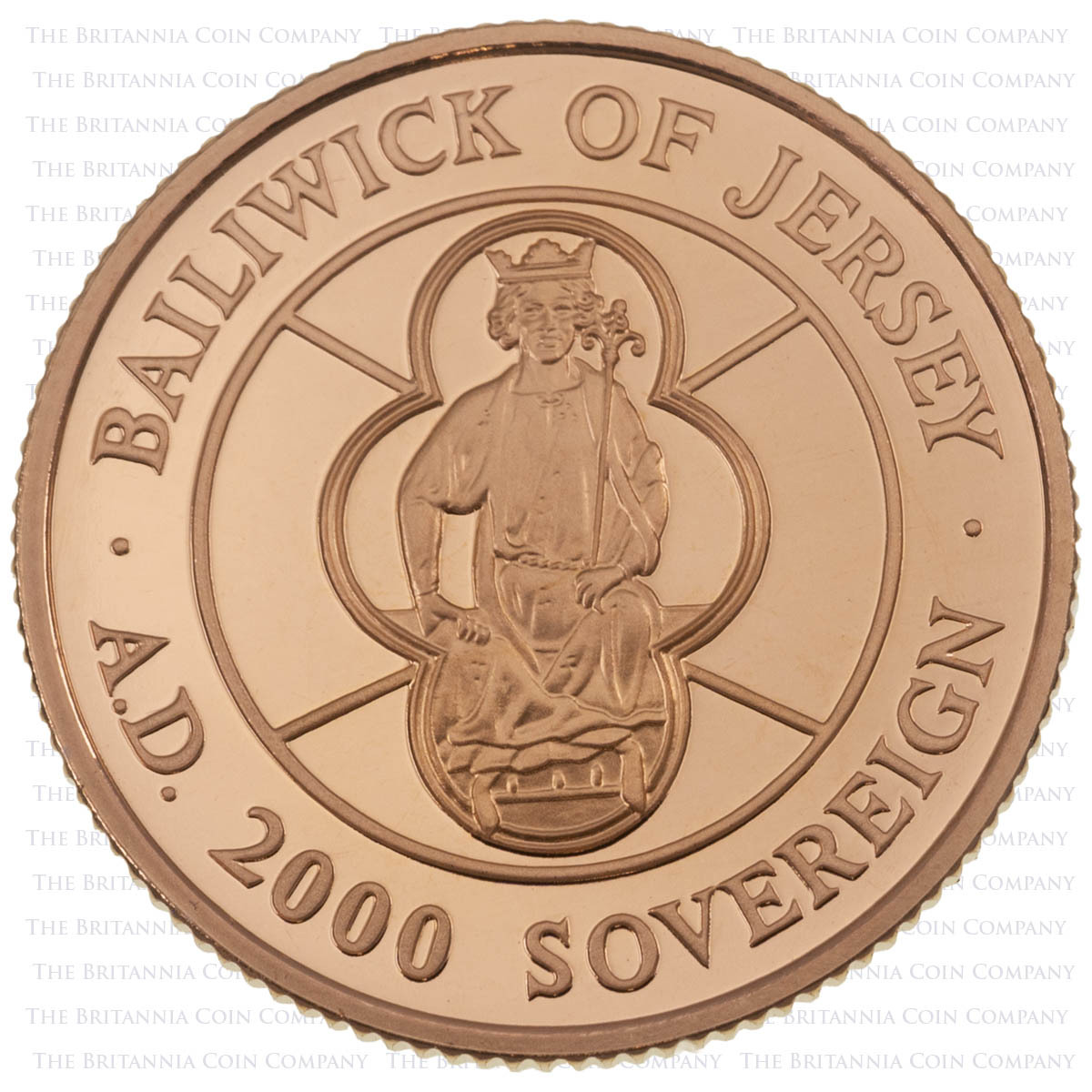 2000 Jersey Sovereign Gold Proof Coin Reverse