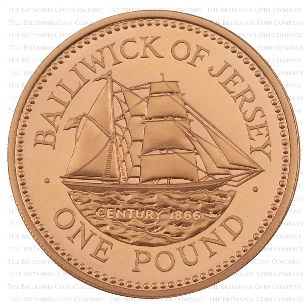 1993 Jersey Century 1866 One Pound Gold Proof Coin Reverse
