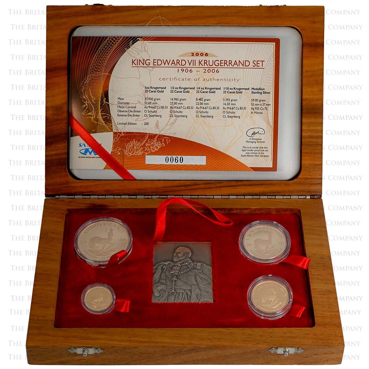2006 4 Coin Gold Proof Krugerrand Set Edward VII Boxed