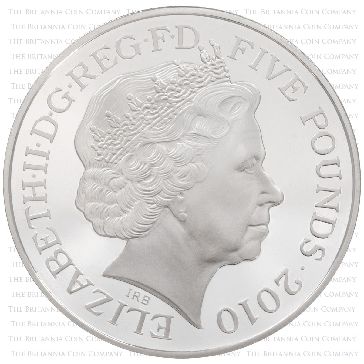 LUKCBBFO 2010 Weather Vane Five Pound Silver Proof Olympics Coin Elizabeth II obverse