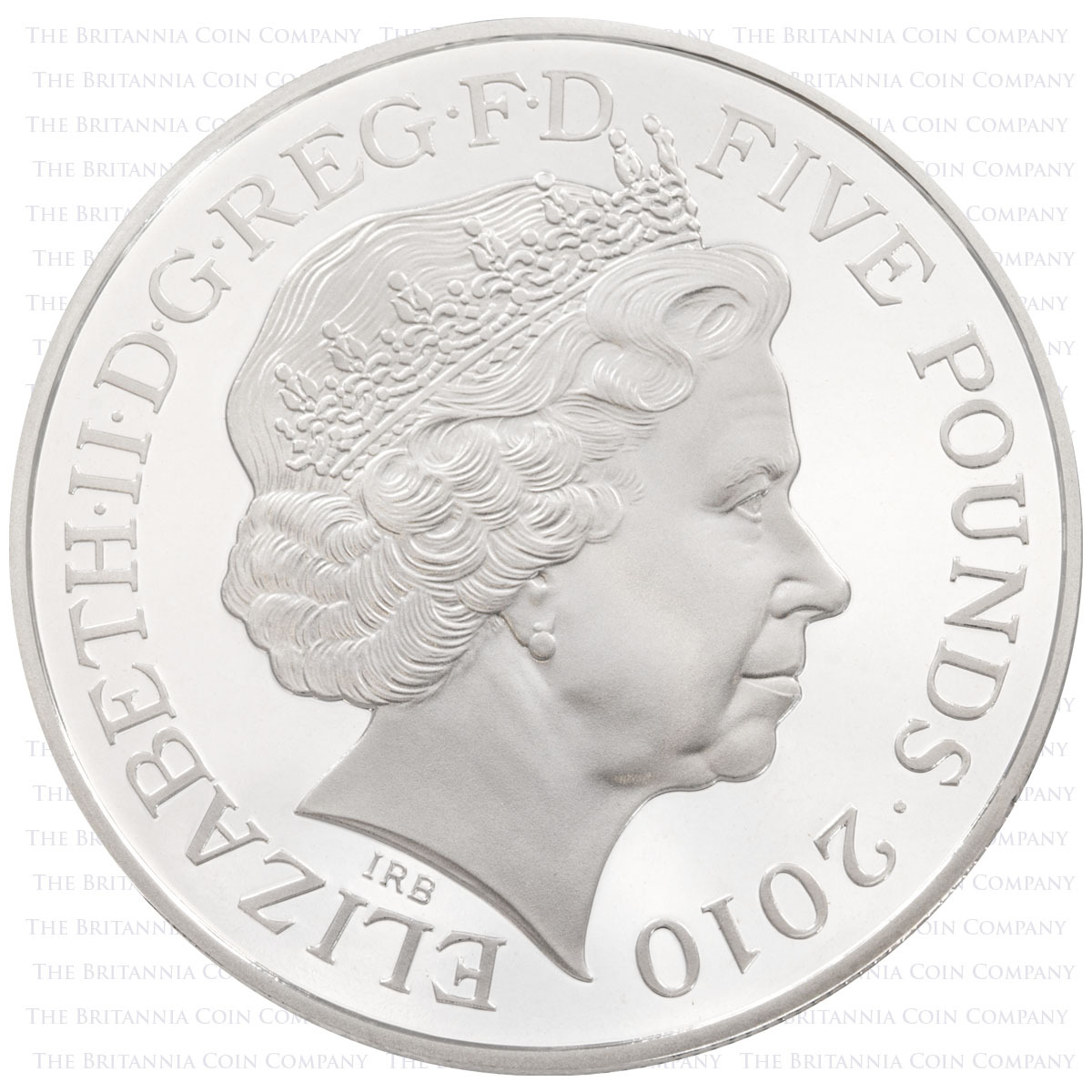 Elizabeth II LUKCBSON 2010 Winston Churchill Five Pound Silver Proof Olympics Coin