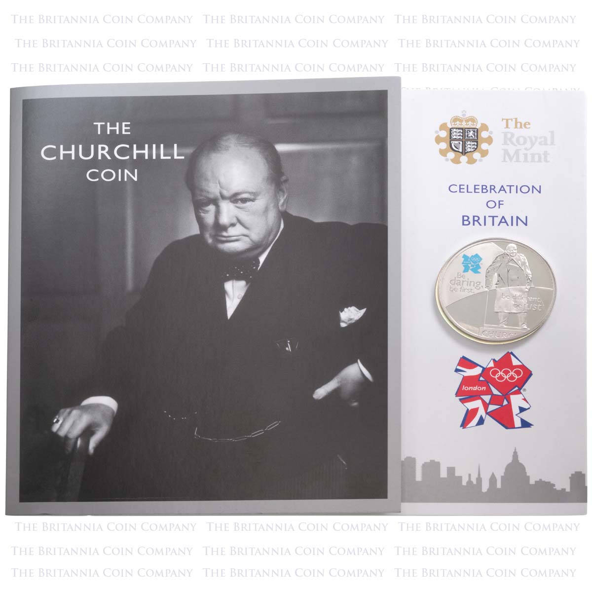 LUKCBWCB 2010 London Olympic Games Sir Winston Churchill Five Pound Crown Proof Coin In Folder