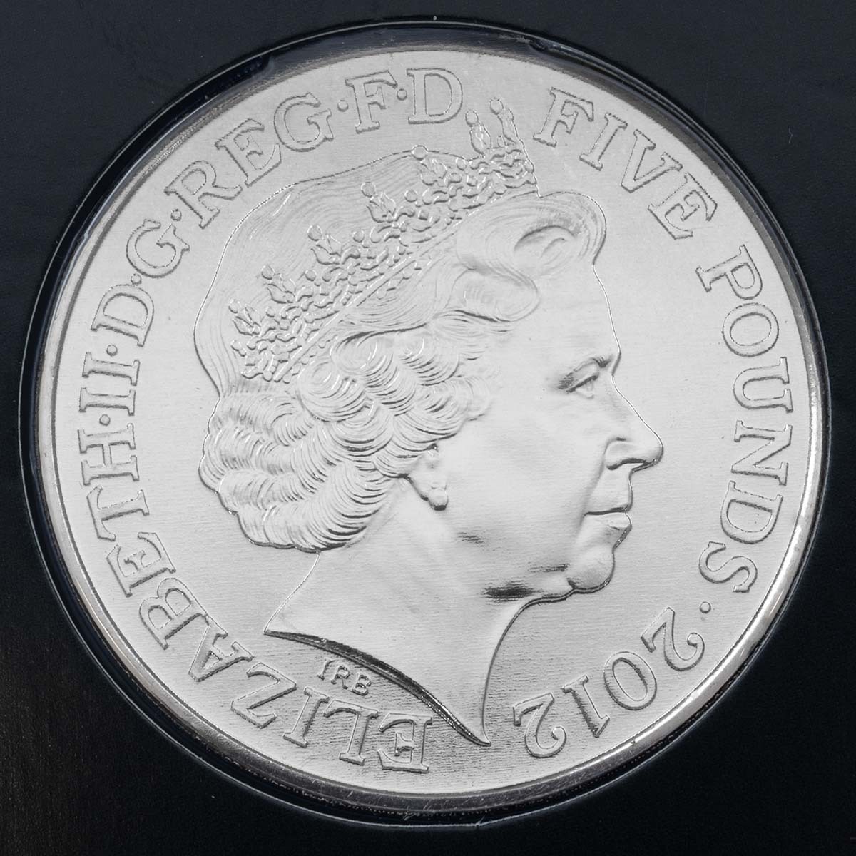 LUKLG5 2012 Olympic Games Five Pound Brilliant Uncirculated Carded Coin obverse image