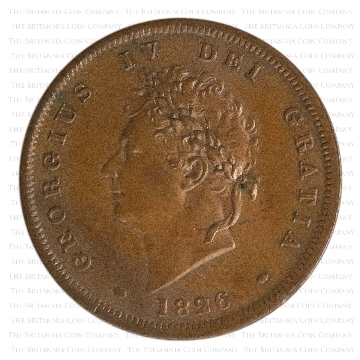 1826 George IV Copper Penny Obverse