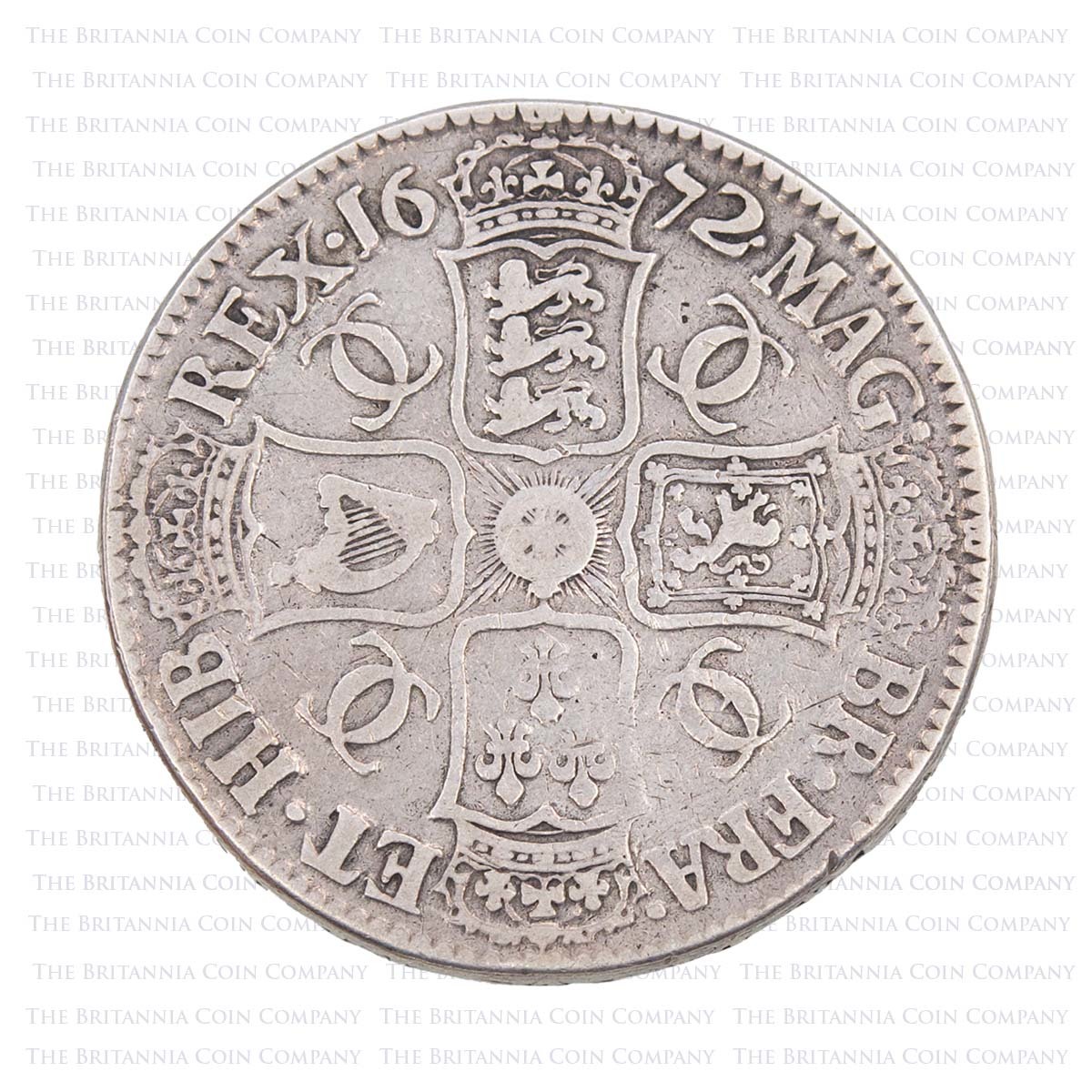 1672 Charles II Silver Crown Vicesimo Tertio Reverse