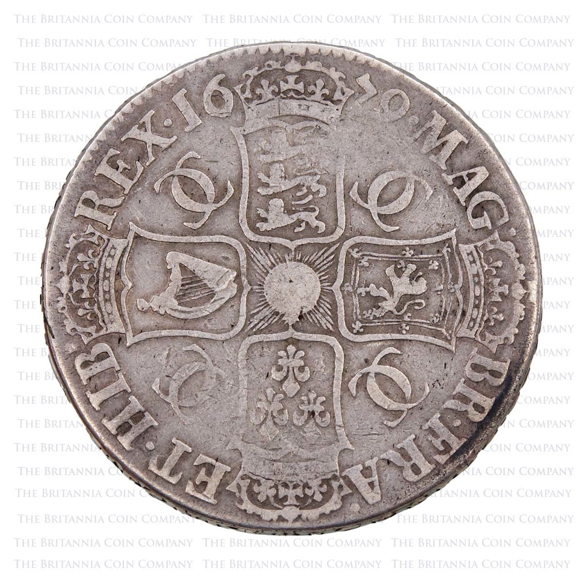 1679 Charles II Silver Crown Tricesimo Primo Reverse