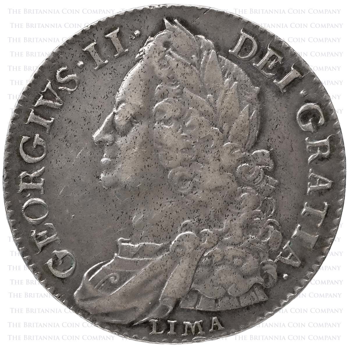 1745 George II Silver Halfcrown Lima Obverse