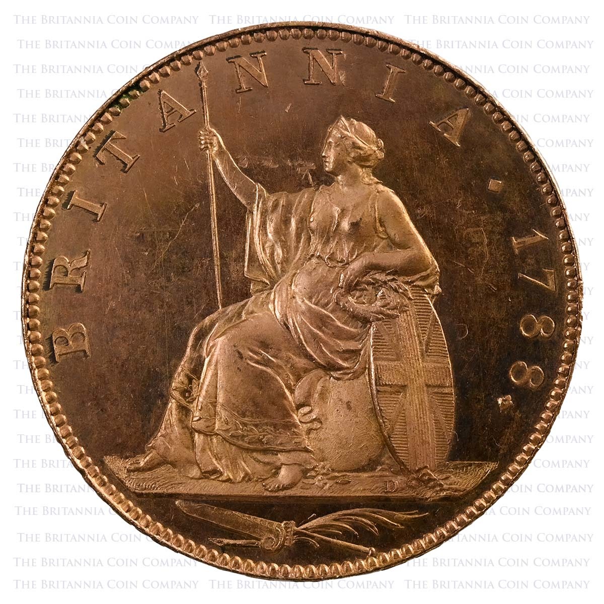 1788 George III Copper Gilt Pattern Soho Halfpenny Droz Reverse