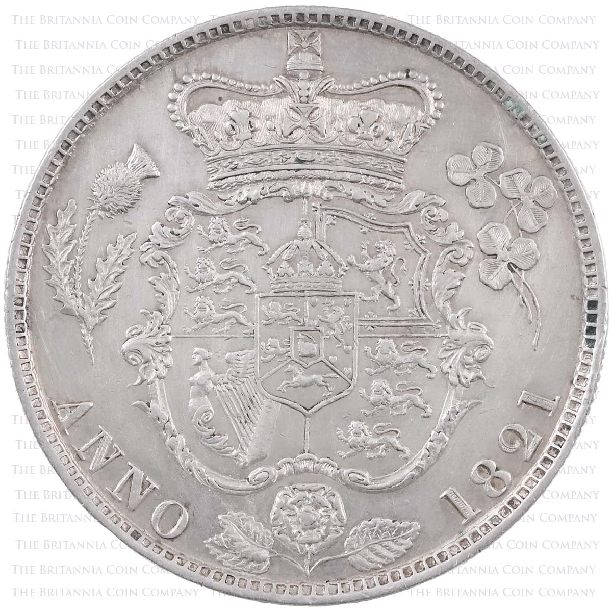 1821 King George IV Silver Halfcrown Coin Laureate Head Light Garnishing Reverse