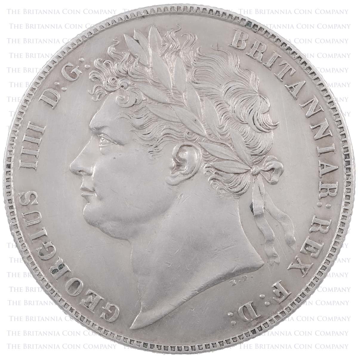 1821 King George IV Silver Halfcrown Coin Laureate Head Light Garnishing Obverse