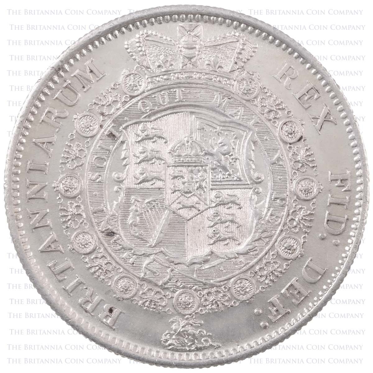 1817 King George III Silver Halfcrown Coin Bull Head Reverse
