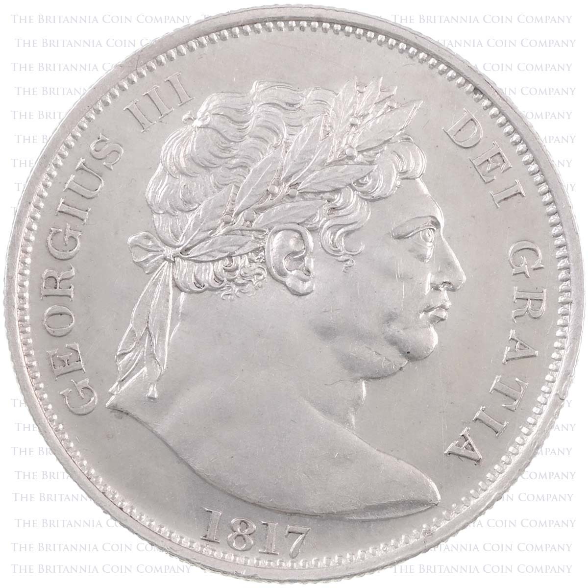 1817 King George III Silver Halfcrown Coin Bull Head Obverse