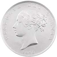 1845 5/3 Queen Victoria Silver Halfcrown Coin Overdate Thumbnail