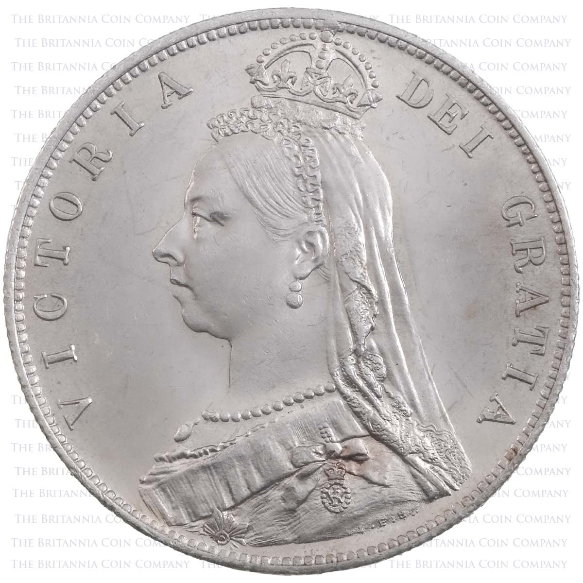 1889 Queen Victoria Silver Halfcrown Coin Jubilee Head Obverse