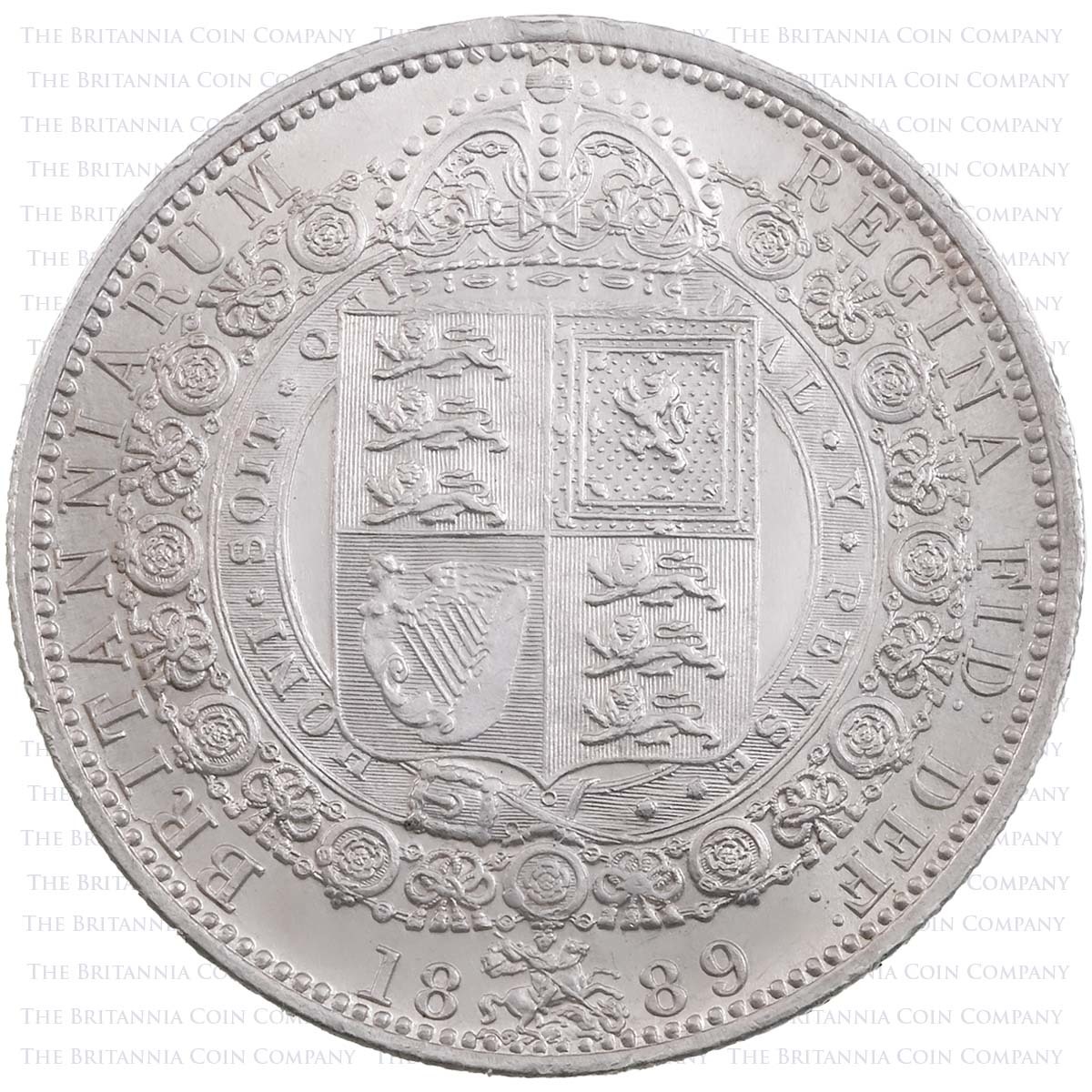 1889 Queen Victoria Silver Halfcrown Coin Jubilee Head Reverse