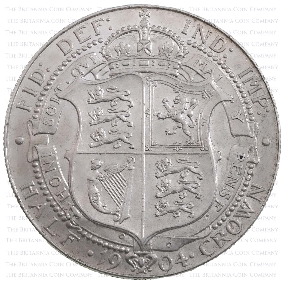 1904 King Edward VII Silver Halfcrown Coin Rare Date Reverse
