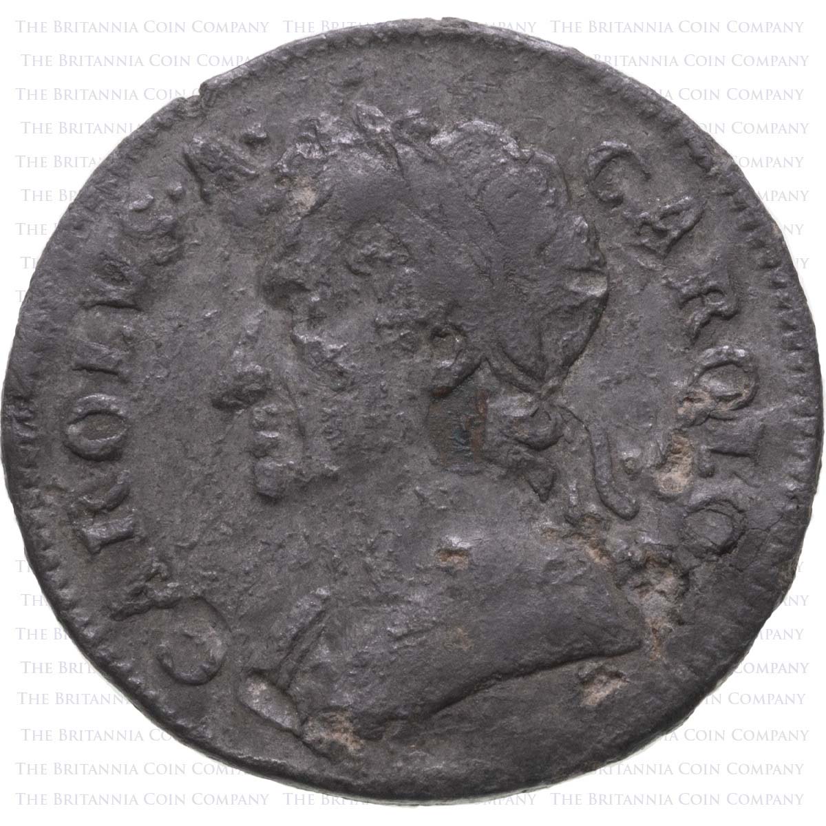 1684 King Charles II Tin Issue Farthing Coin Oberse