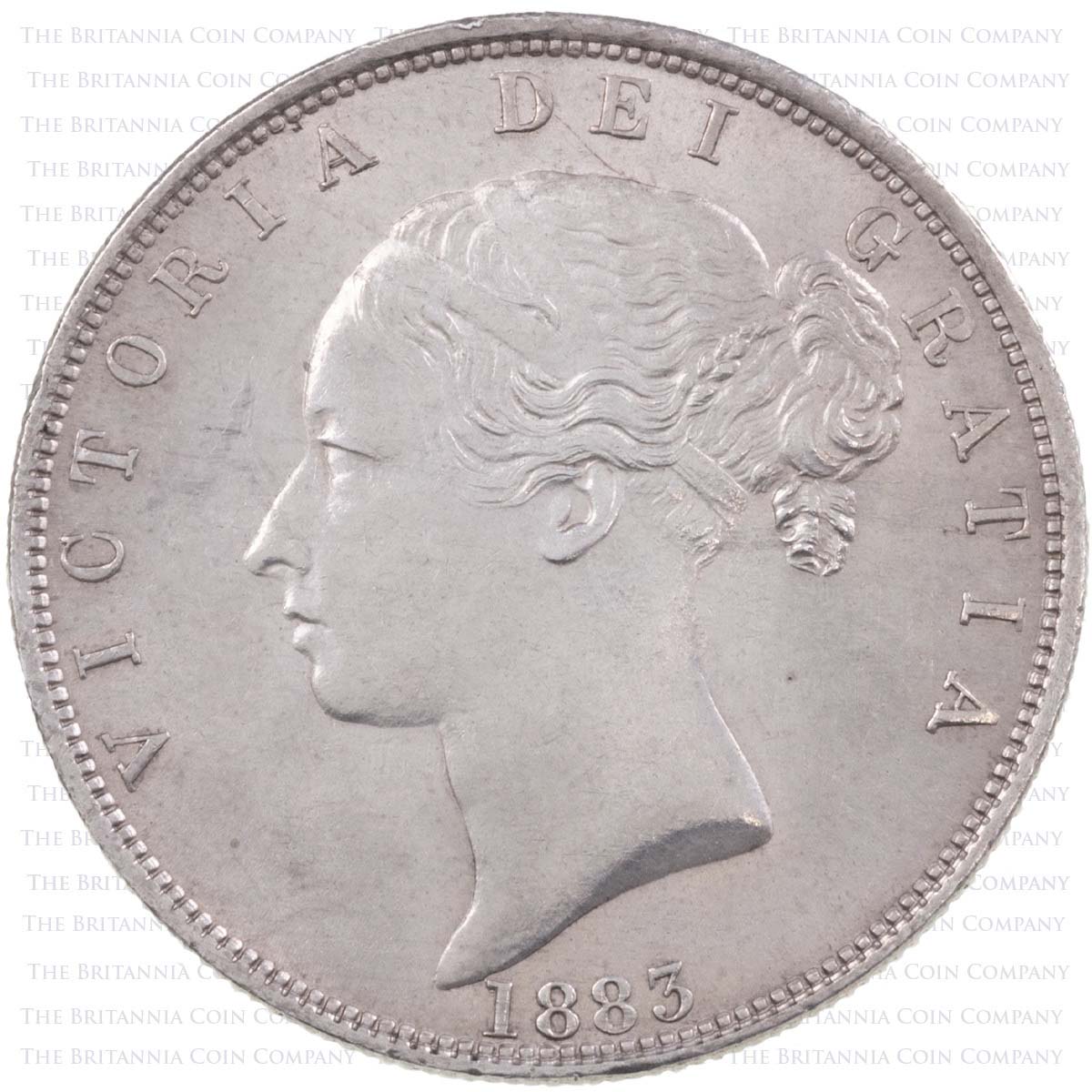 1885 Queen Victoria Silver Halfcrown Coin Young Head Obverse