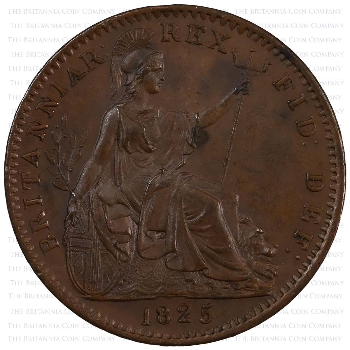 1822 George IV Copper Farthing Raised Midribs Reverse