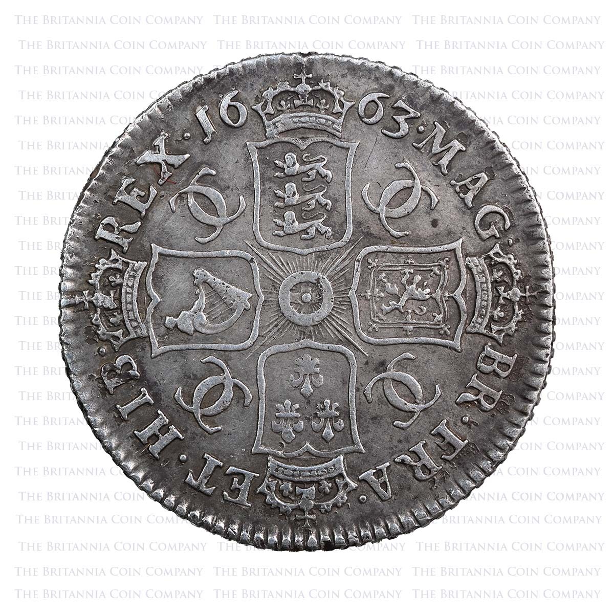 1663 Charles II Shilling Reverse