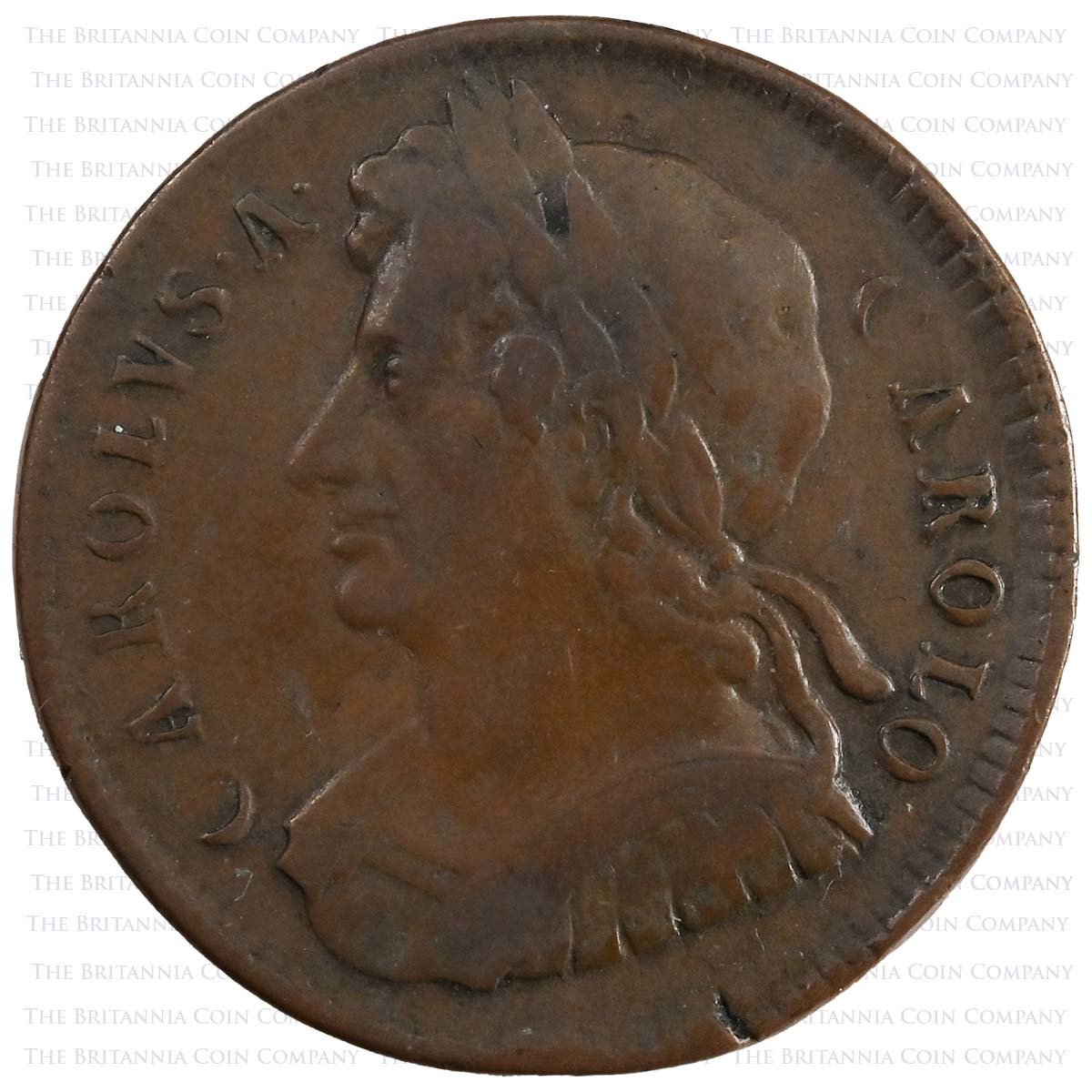 1675 Charles II Copper Halfpenny Obverse