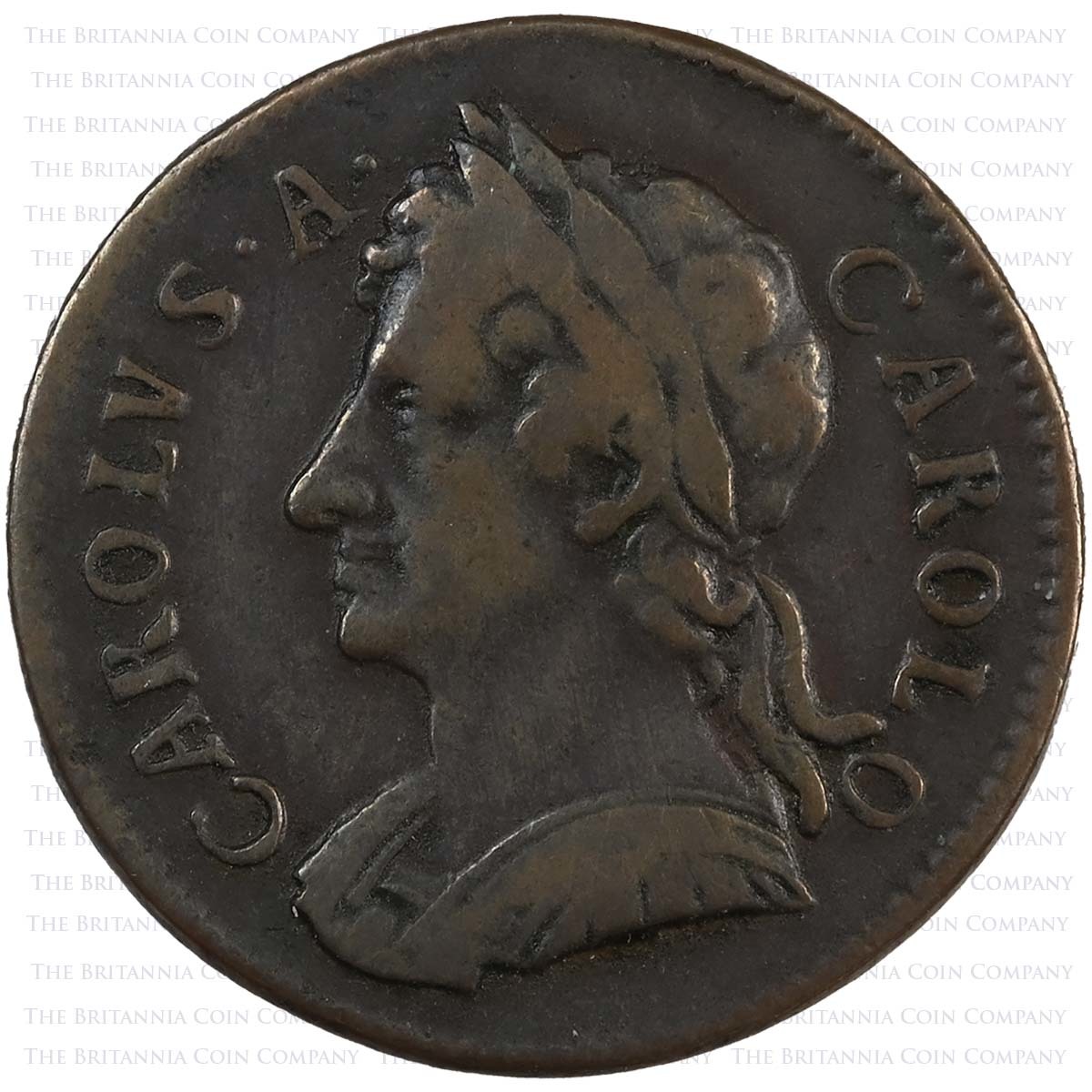 1675 Charles II Copper Farthing Obverse