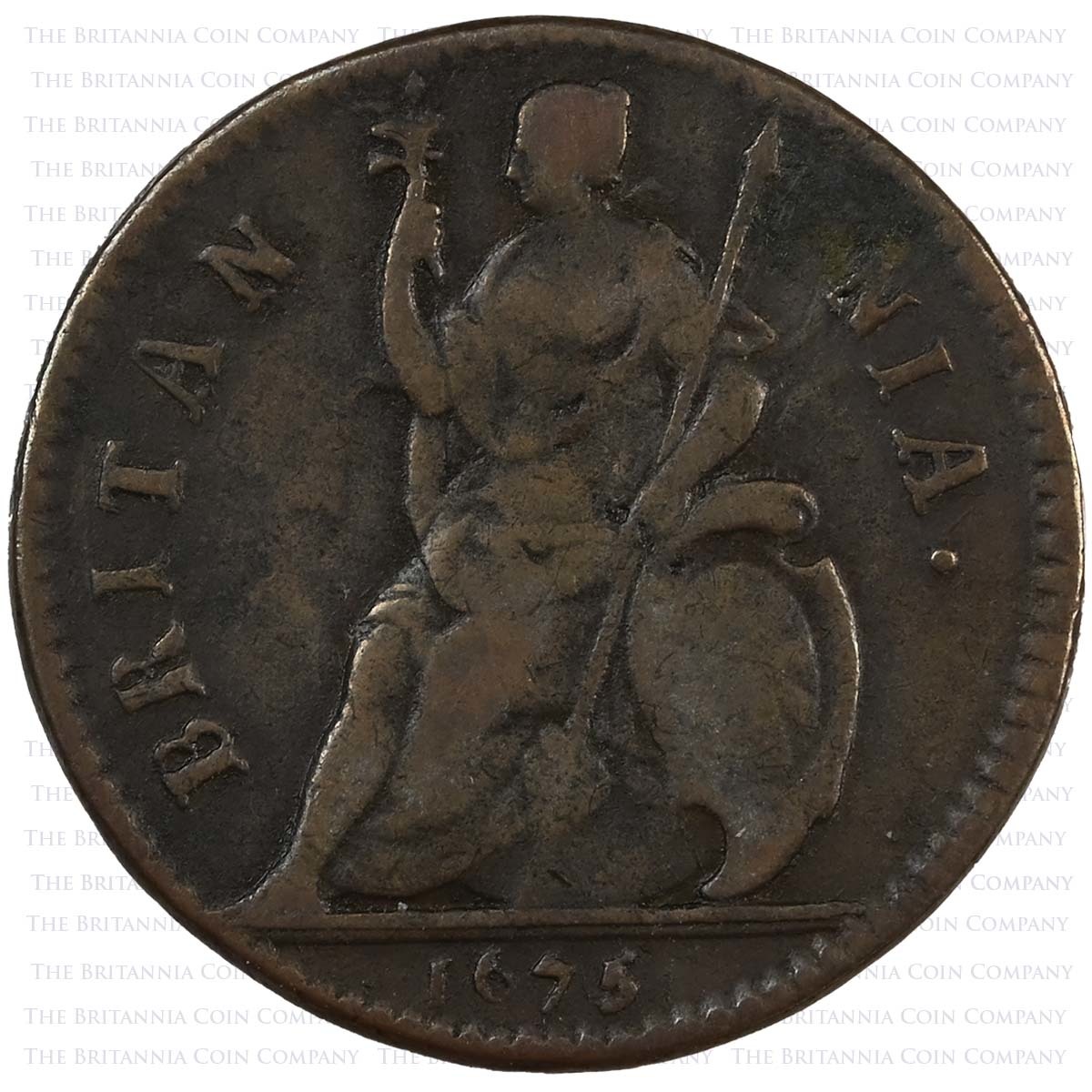 1675 Charles II Copper Farthing Reverse