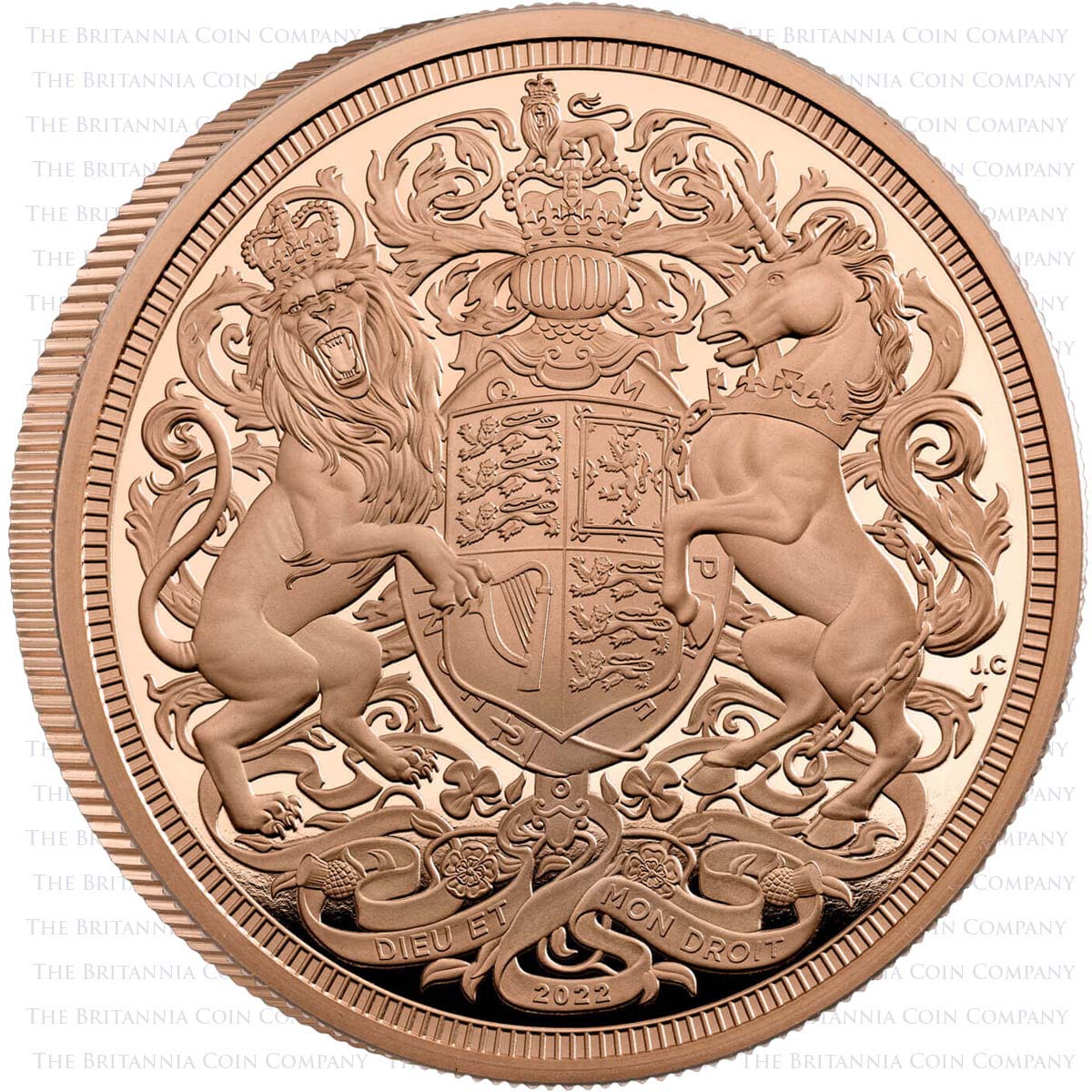 MA22 2022 Charles III Gold Brilliant Uncirculated Five Sovereign Queen Elizabeth II Memorial Reverse